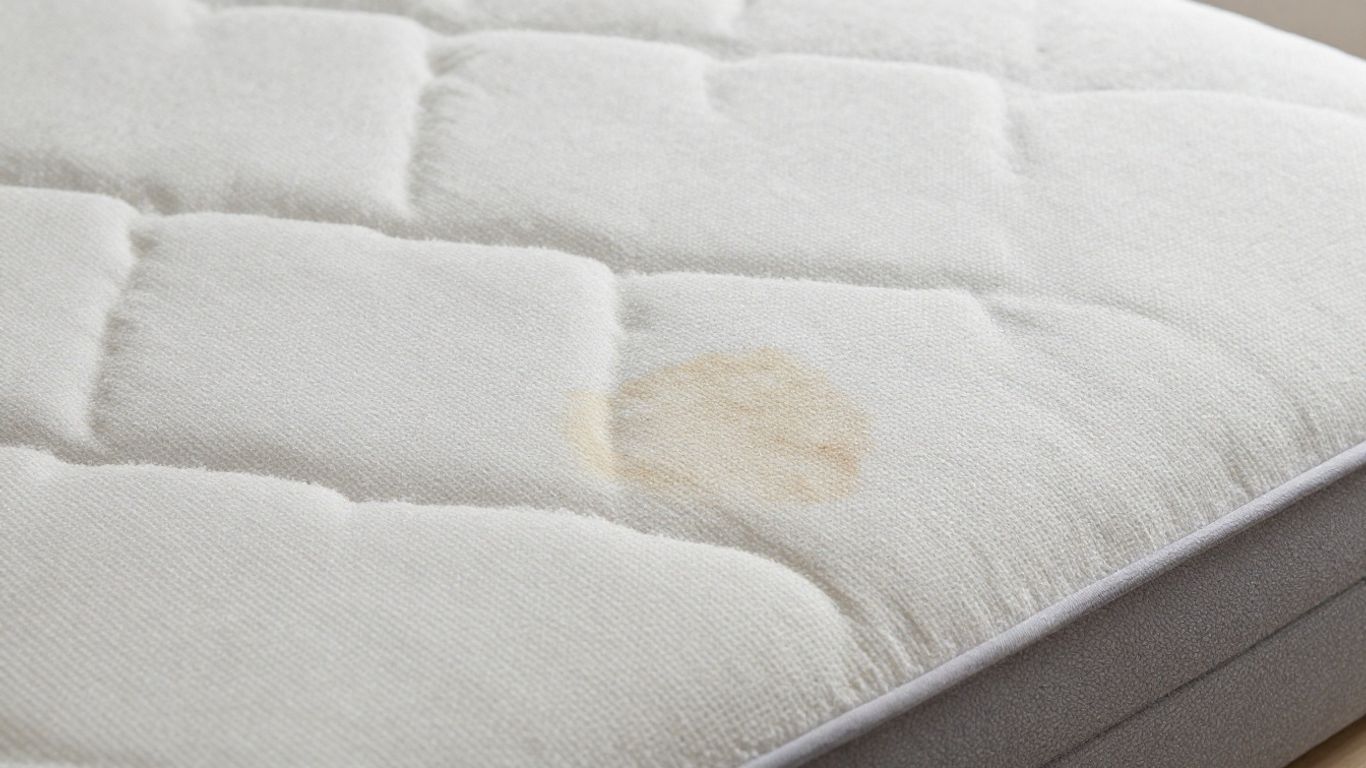 Clean mattress section after blood stain removal.
